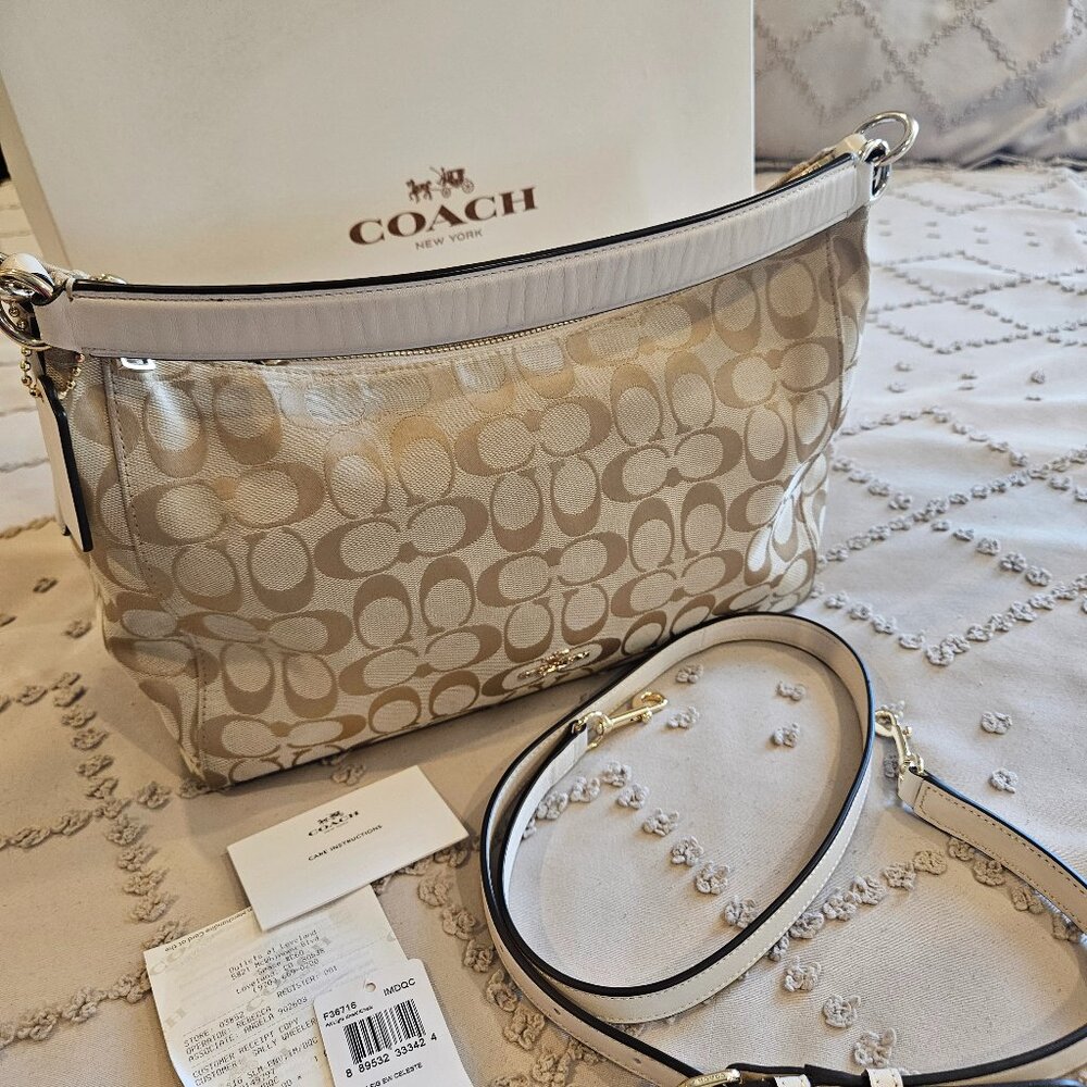 Coach Signature East/West Celeste Convertible Hobo Crossbody Bag Authentic